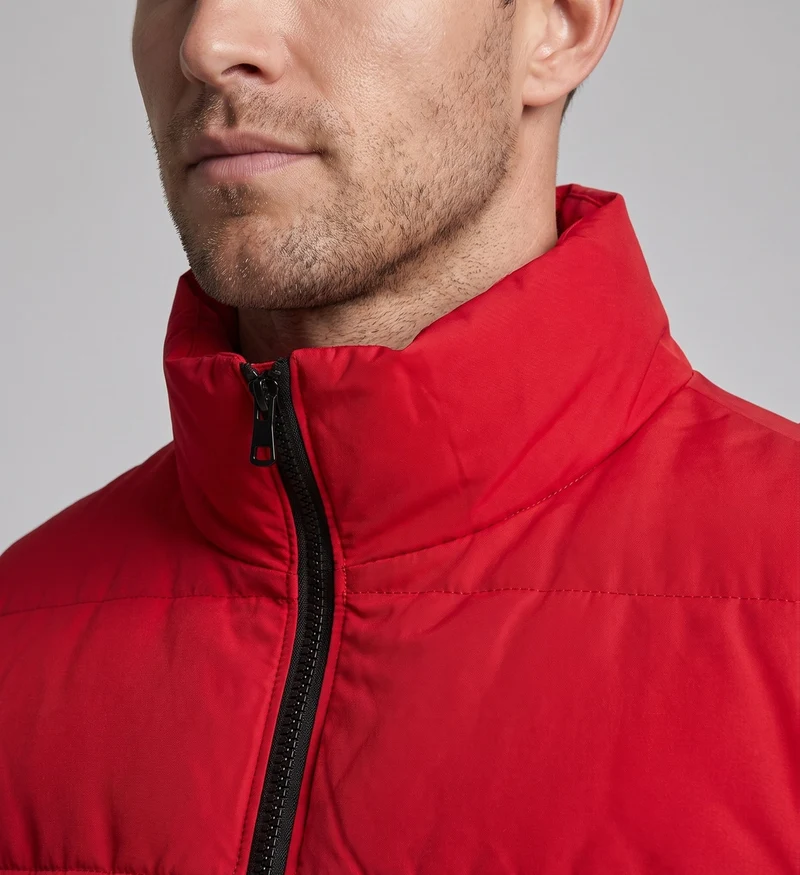Herren Gepolsterte Bomber-Steppjacke mit hoher Wattierung und Rippbündchen Nord Taschen