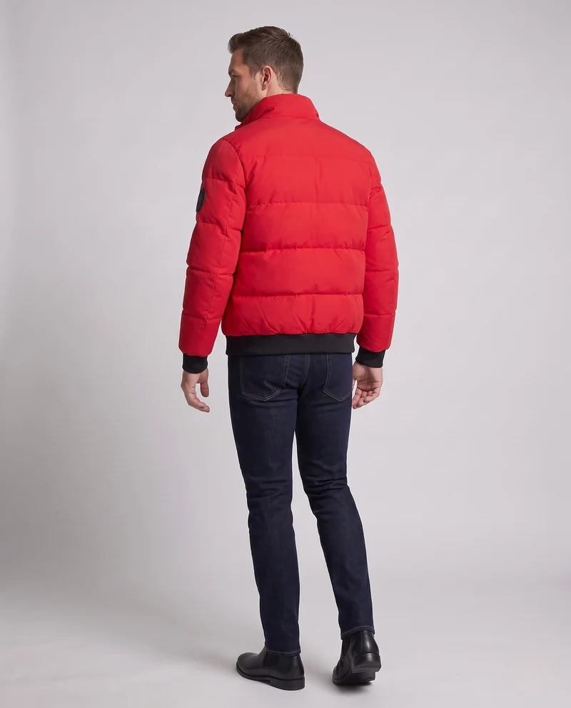 Herren Gepolsterte Bomber-Steppjacke mit hoher Wattierung und Rippbündchen Nord Taschen