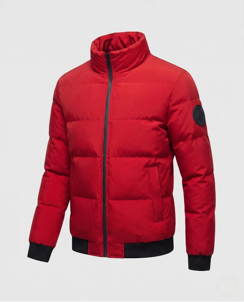 Herren Gepolsterte Bomber-Steppjacke mit hoher Wattierung und Rippbündchen Nord Taschen