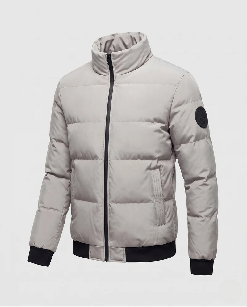 Herren Gepolsterte Bomber-Steppjacke mit hoher Wattierung und Rippbündchen Nord Taschen