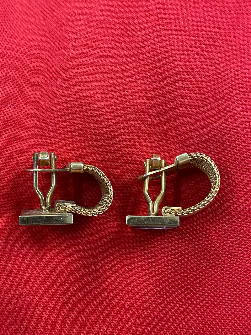 Vintage Manschettenknöpfe goldfarbend Metall-Mesh