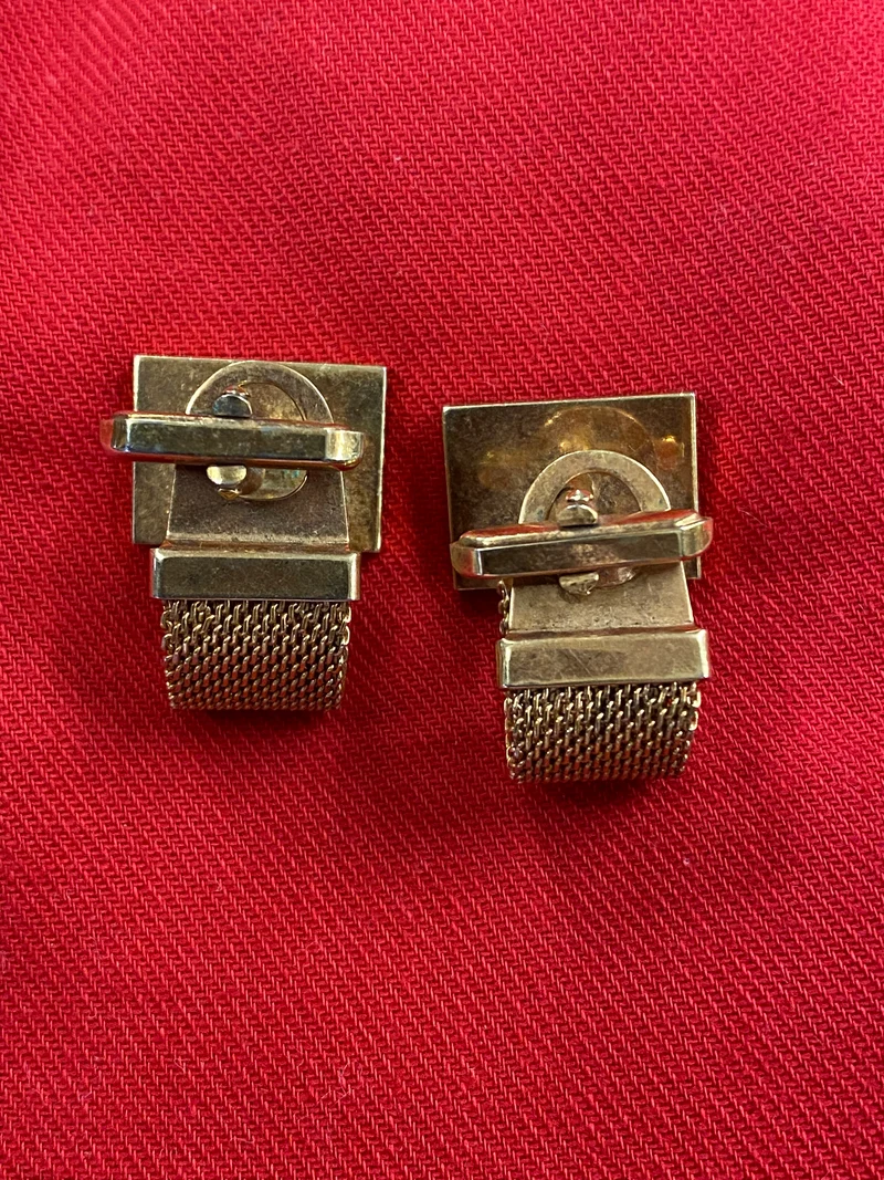 Vintage Manschettenknöpfe goldfarbend Metall-Mesh