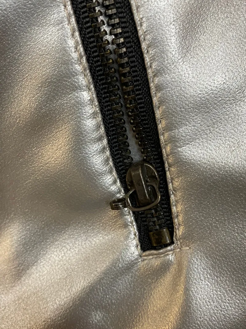 Lederjacke Silber Metallic Gr.38