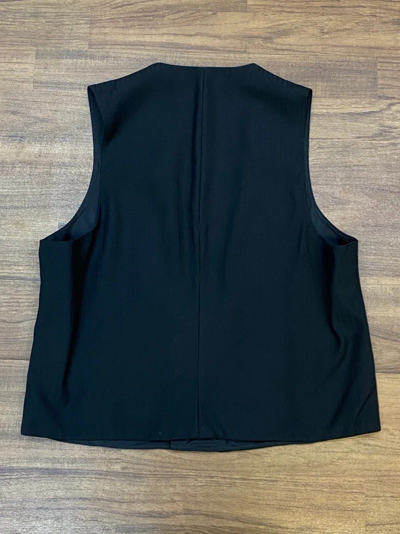 Vintage Smokingweste schwarz gestreift zweireihig Gr. 52