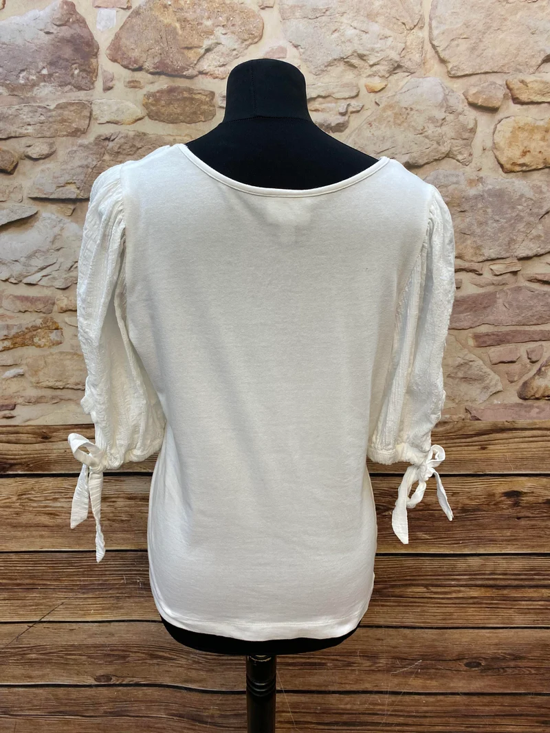 Vintage Trachtenshirt Damen Creme Gr. 40 MEICO Landhaus Look