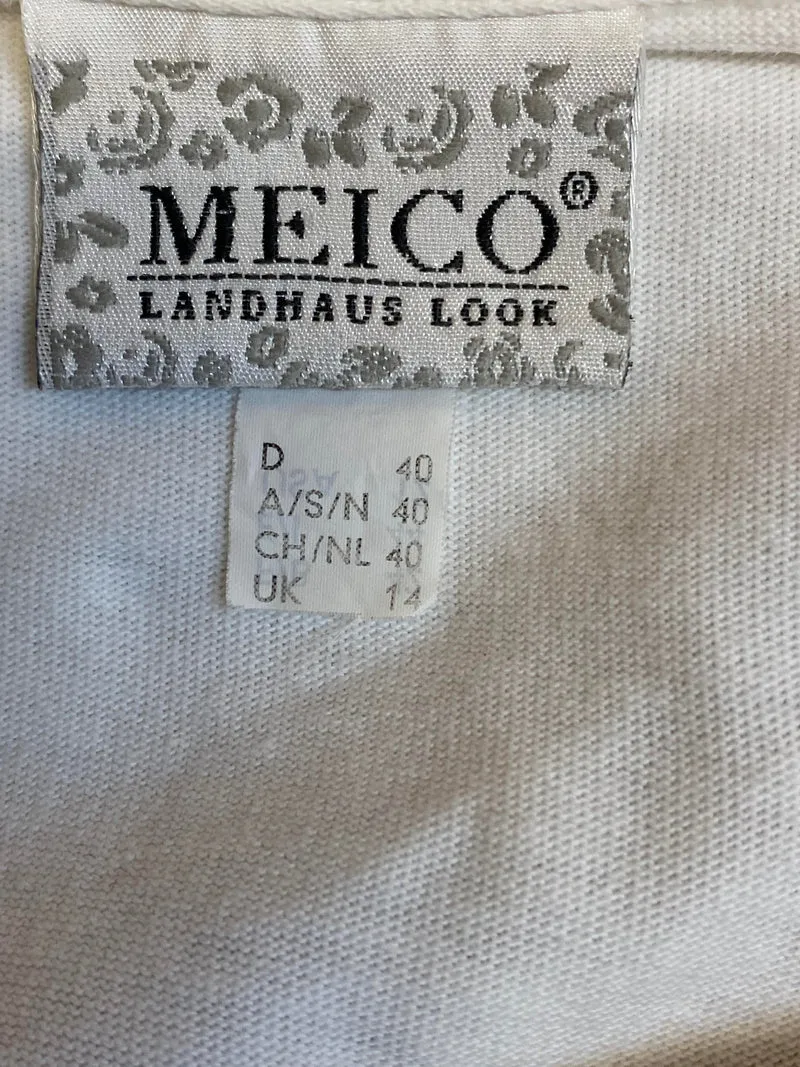 Vintage Trachtenshirt Damen Creme Gr. 40 MEICO Landhaus Look