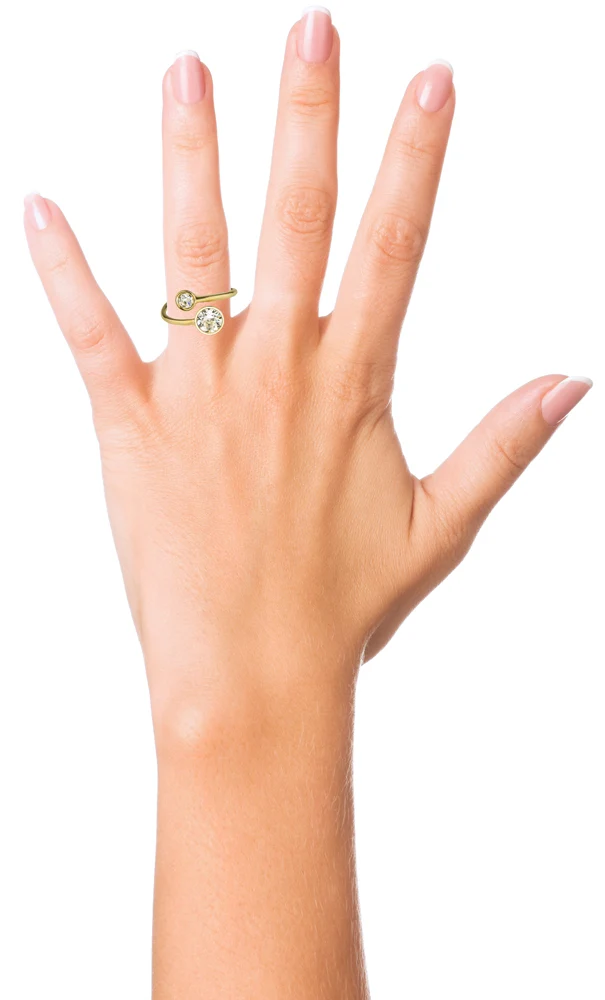 LUISIA® Ring "Fjella" mit zwei Premium Kristallen | Silber / Black Diamond