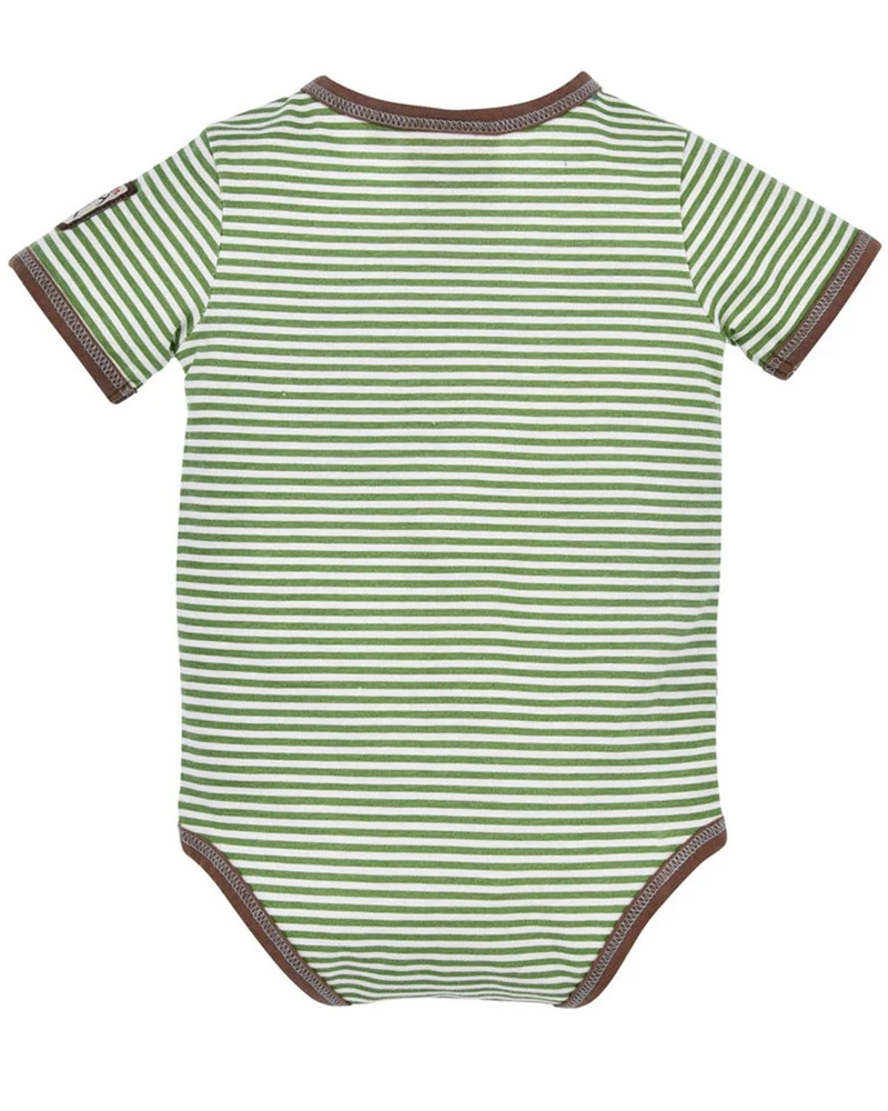 BONDI Baby Kurzarm Body "Lausbub" 91636 | Grün gestreift