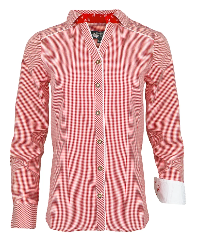 Maddox Damen Langarm Trachtenbluse Innsbruck - Rot