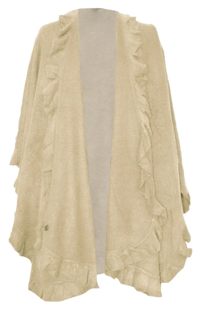 Dirndltuch Strick Stola in Hellbraun