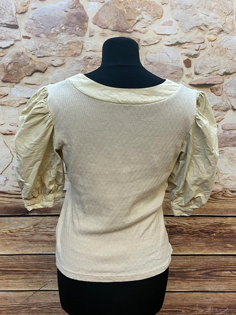 Vintage Trachtenbluse beige - Landhausstil, Gr. 38