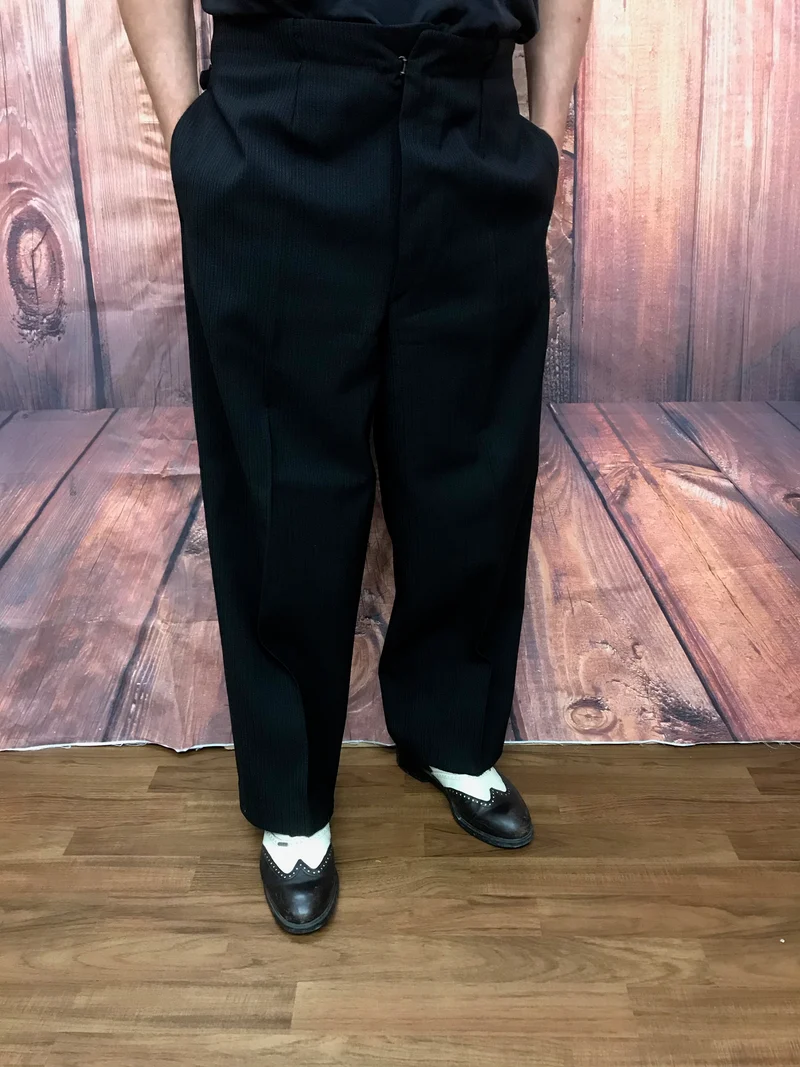 Vintage Stresemannhose Herren schwarz grau Nadelstreifen – Schurwolle