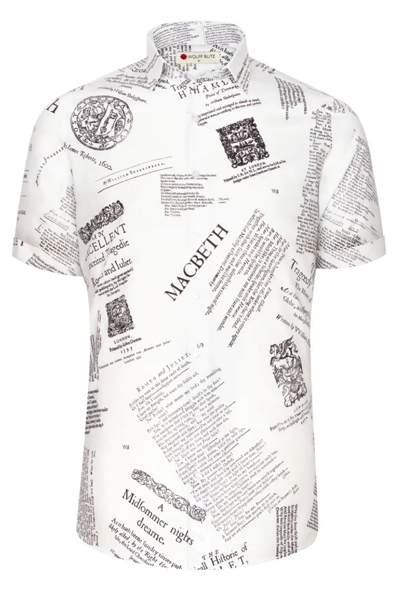Shakespeare Print Short Sleeve Shirt for Men