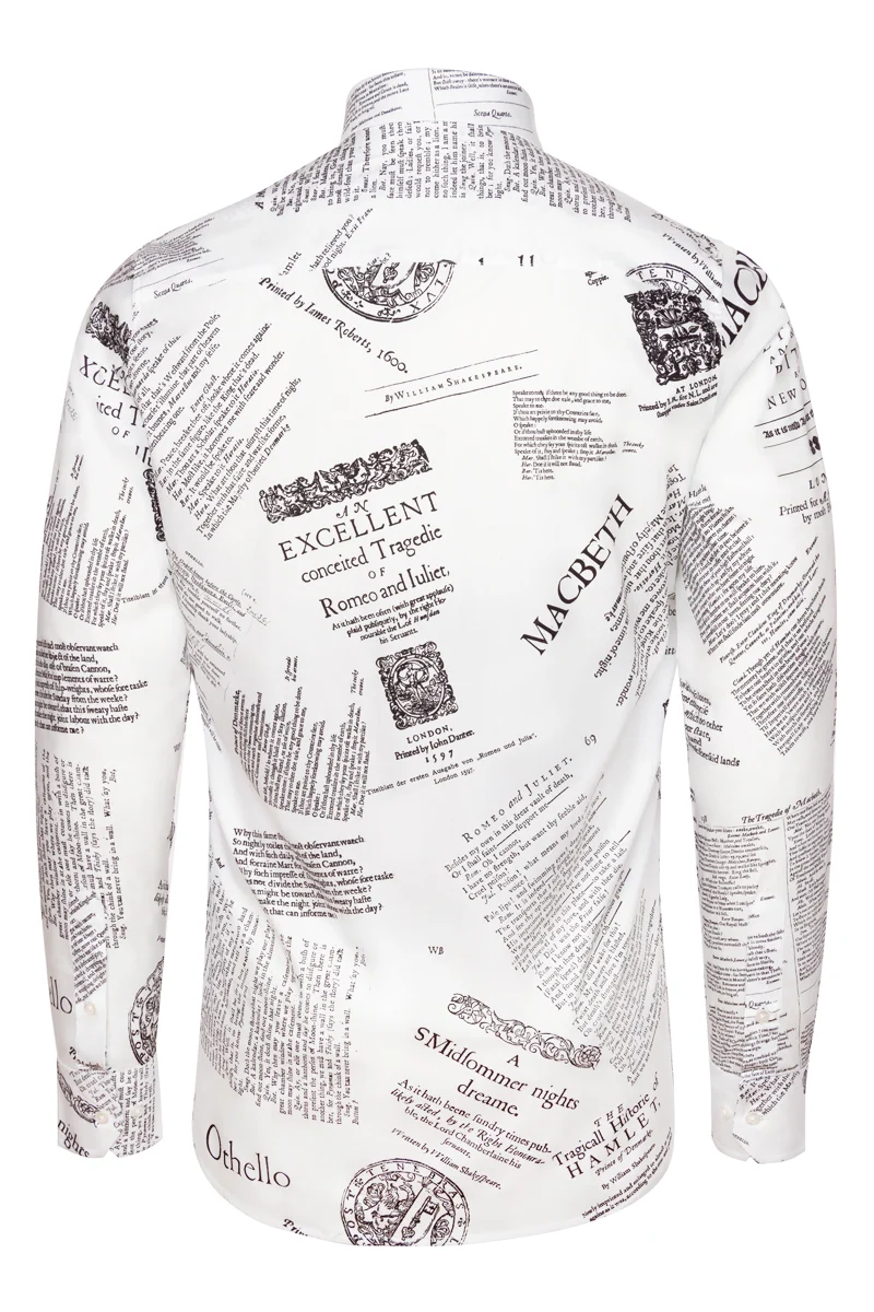 Shakespeare Print Long Sleeve Shirt for Men