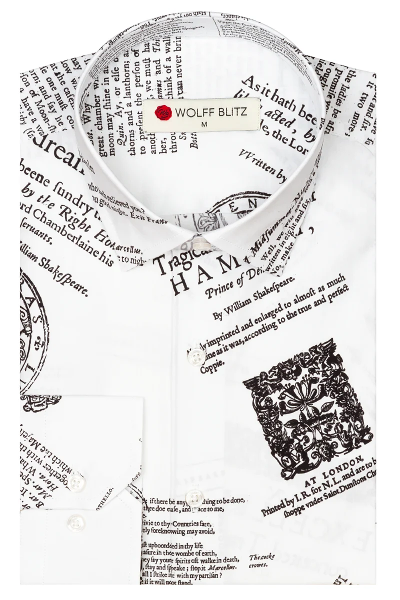 Shakespeare Print Long Sleeve Shirt for Men