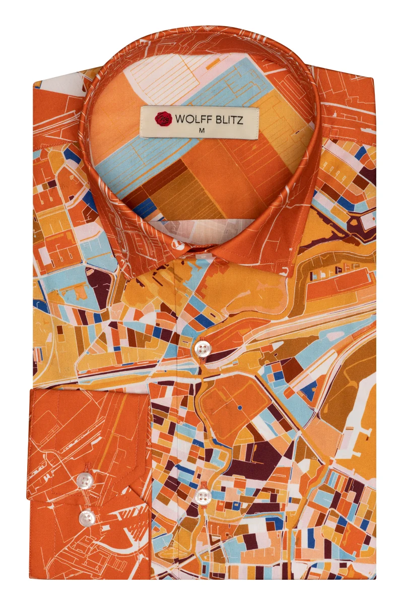 Rotterdam Orange Long Sleeve Shirt for Men
