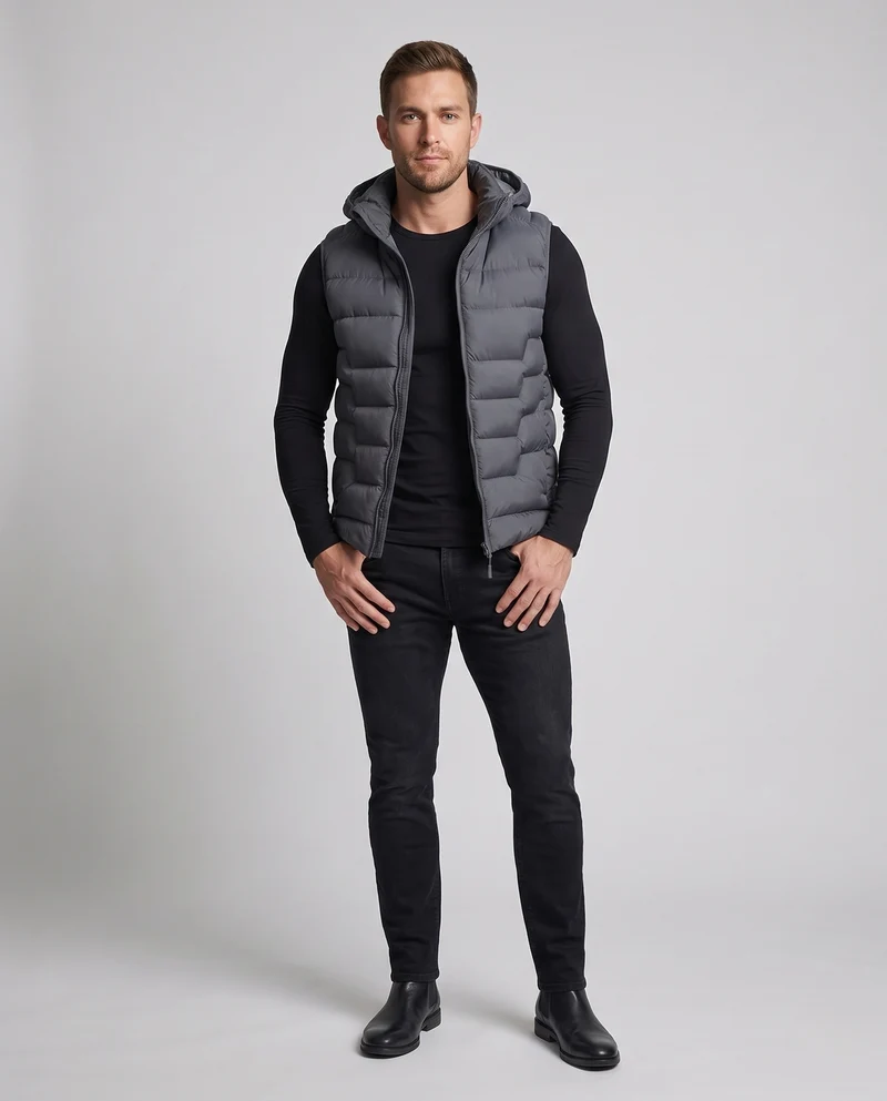 Herren Gesteppte Thermo‑Steppweste mit Kapuze und winddichter Außenlage Nord Taschen
