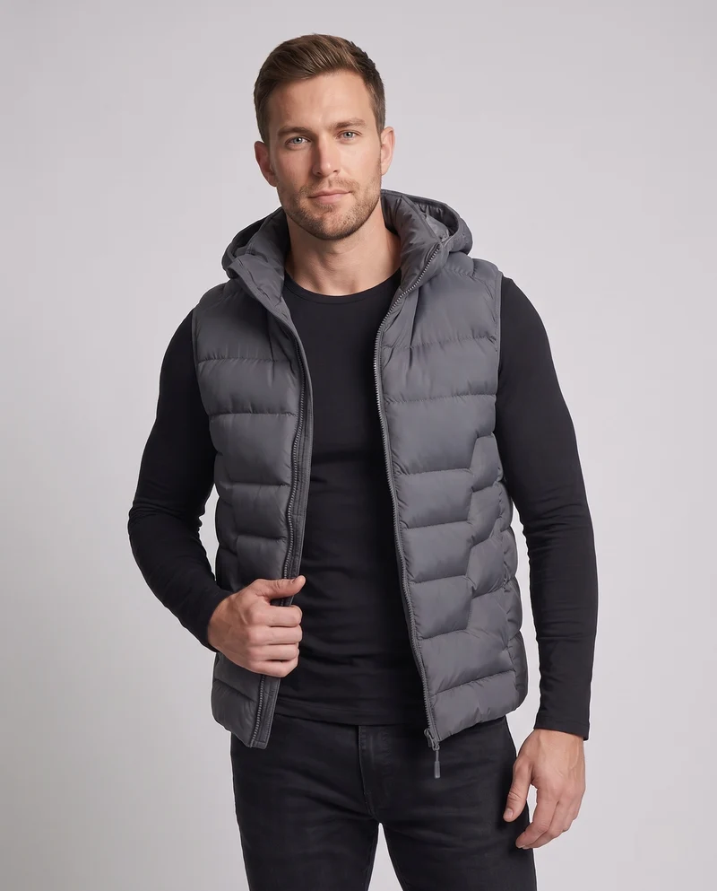 Herren Gesteppte Thermo‑Steppweste mit Kapuze und winddichter Außenlage Nord Taschen