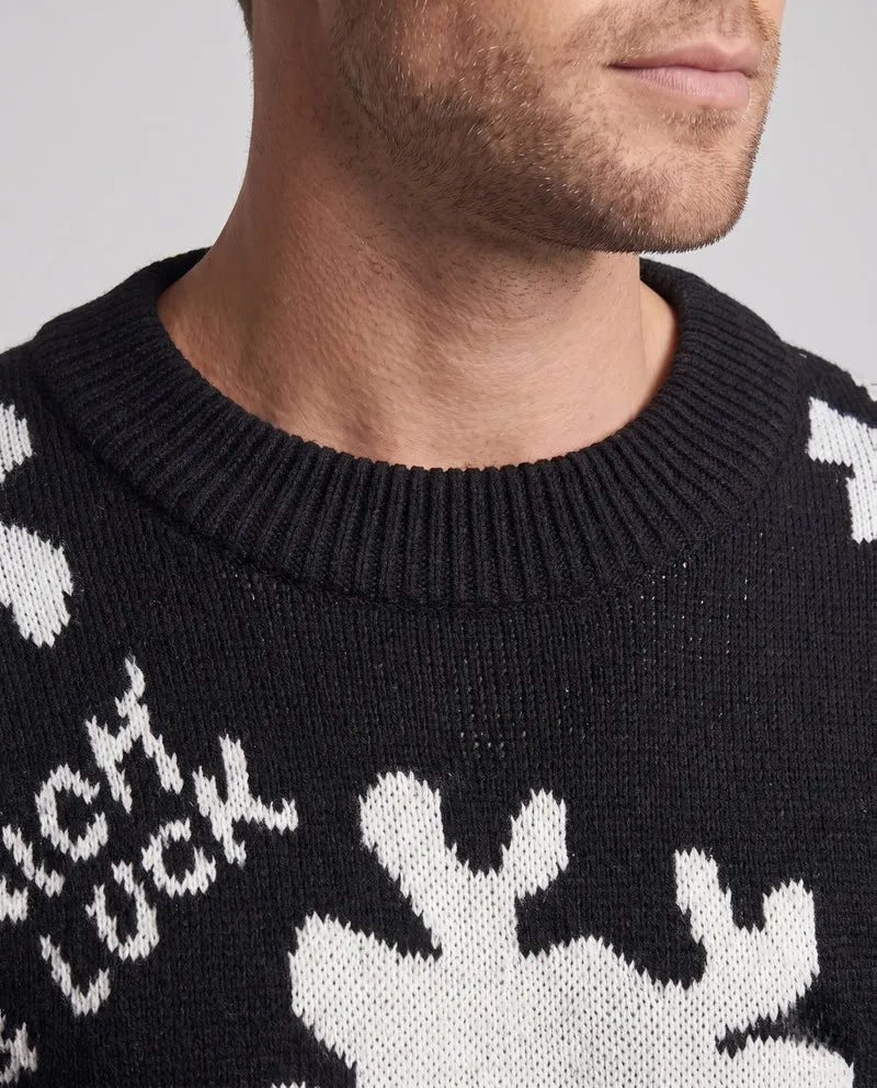 Herren Gestrickter Oversize-Pullover mit Fleece-Innenfutter und Jacquard-Motiv Nord Taschen