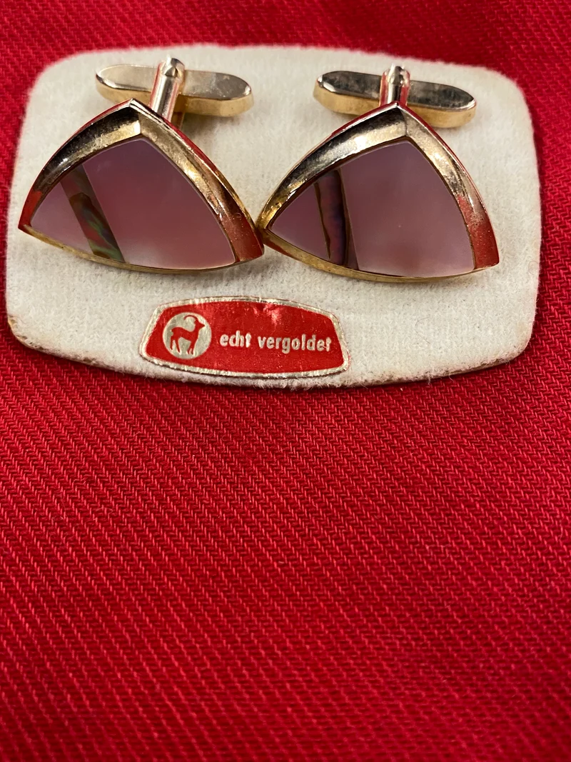 Vintage Manschettenknöpfe echt vergoldet – dreieckige Herren Accessoires