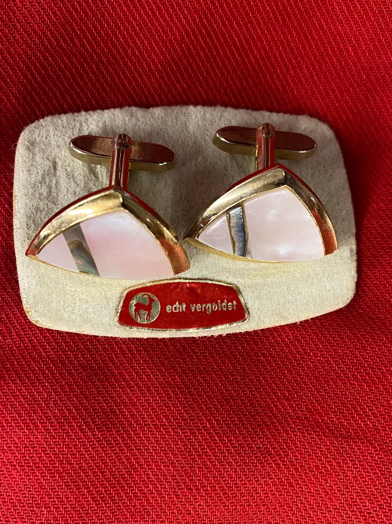 Vintage Manschettenknöpfe echt vergoldet – dreieckige Herren Accessoires