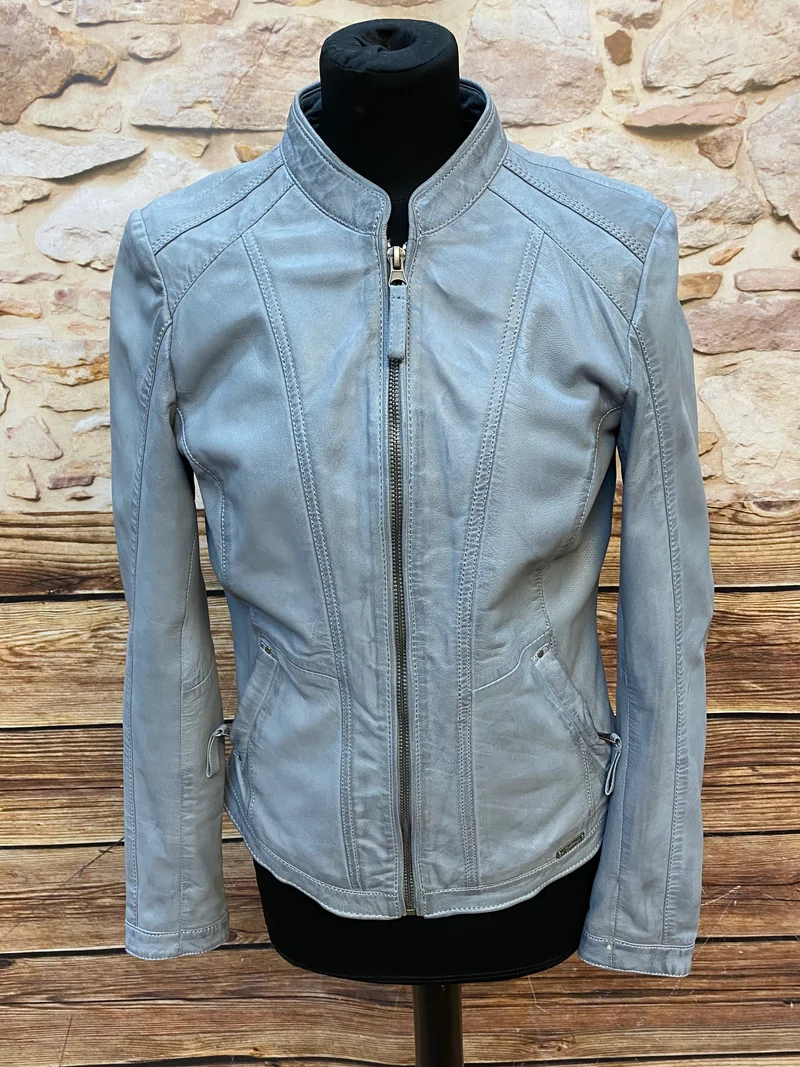 Graue Lederjacke Marke Mustang, Lammleder Gr.S Damen Echtleder