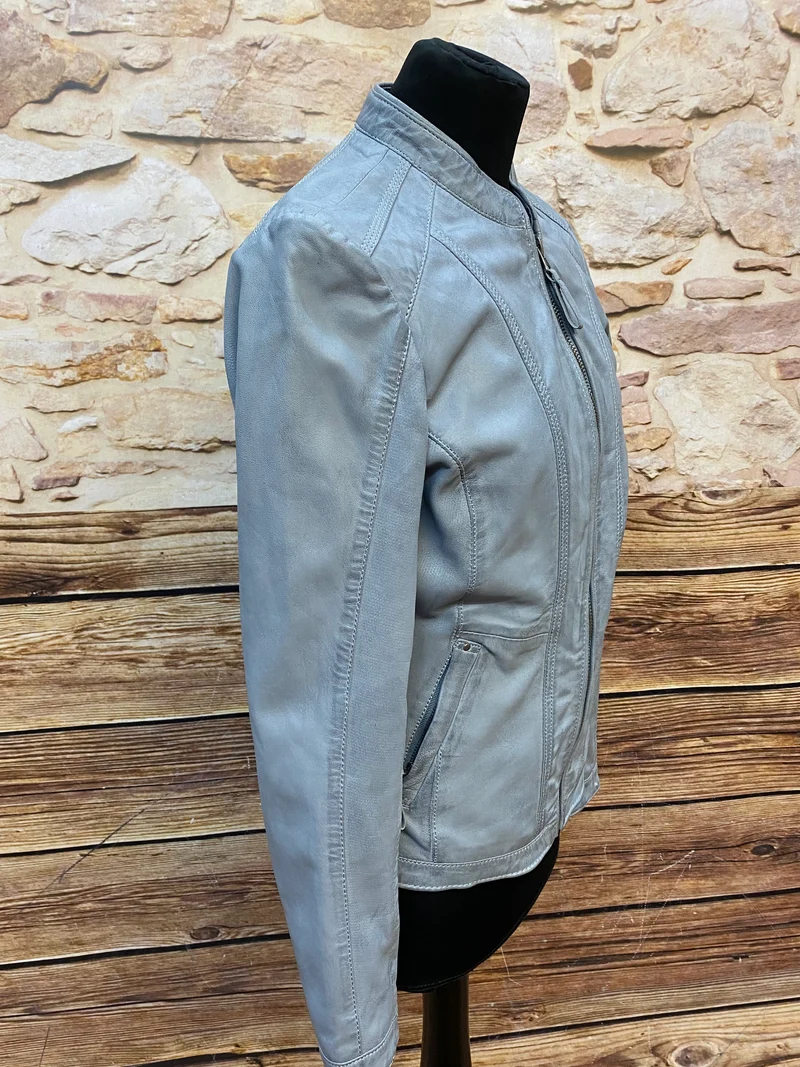 Graue Lederjacke Marke Mustang, Lammleder Gr.S Damen Echtleder