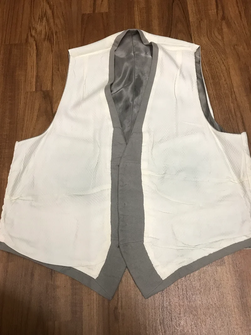 Vintage Frackweste grau Schurwolle handmade Gr. 50