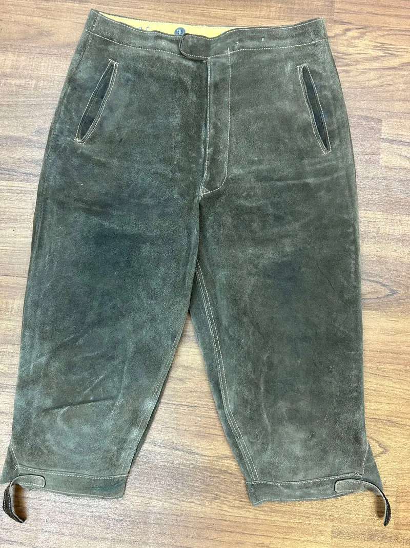 Vintage Lederhose Herren Kniebund Gr. 46 – dunkelbraune Trachtenhose aus Echtleder