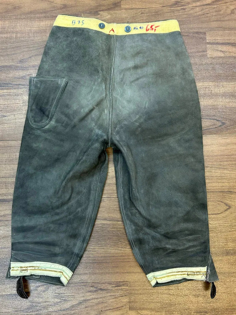 Vintage Lederhose Herren Kniebund Gr. 46 – dunkelbraune Trachtenhose aus Echtleder