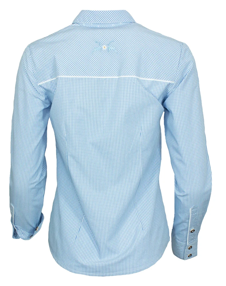 Maddox Damen Langarm Trachtenbluse Innsbruck - Hellblau Sky