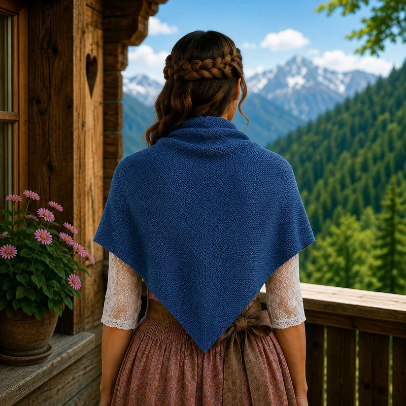 XL Strick Dreieckstuch - Schal 200 x 80 cm | Jeansblau