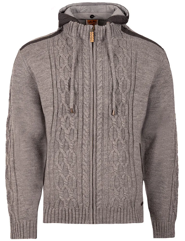 MADDOX Herren Trachten Strickjacke "Waidsee" mit Kapuze | Grau