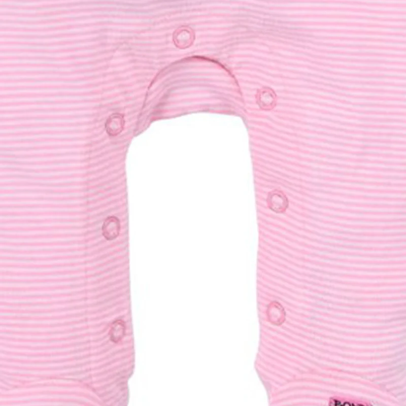 BONDI Baby Strampler "Häschen" geringelt 2-tlg. 93636 | Rosa / Weiß