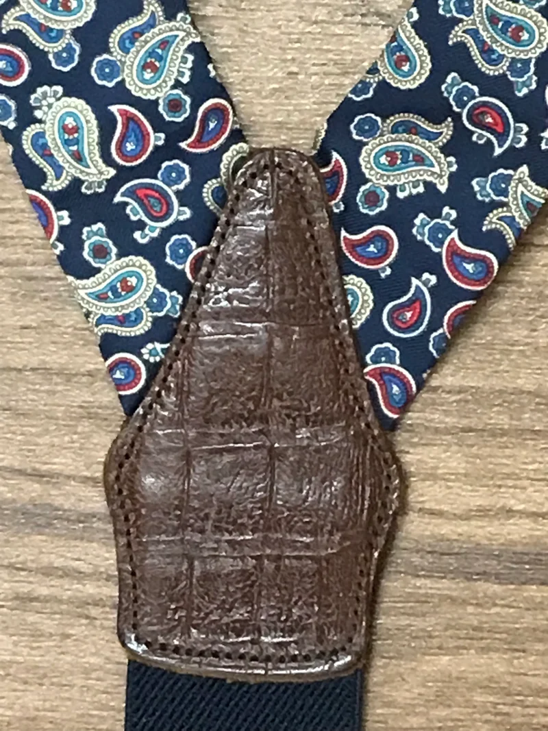 Hochwertige Hosenträger, Braces Made in England, Y-Form mit Clips im Paisley Muster