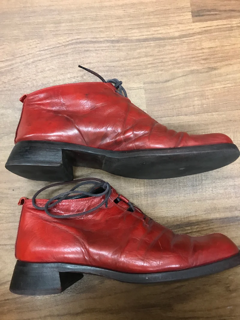 Rote Vintage Lederschuhe, Gr. 41 – 70er Jahre