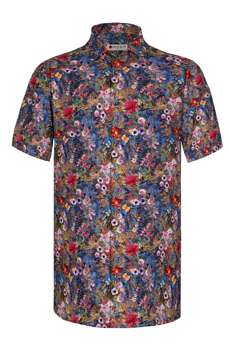 Flower Garden Printed Short Sleeve Shirt for Men