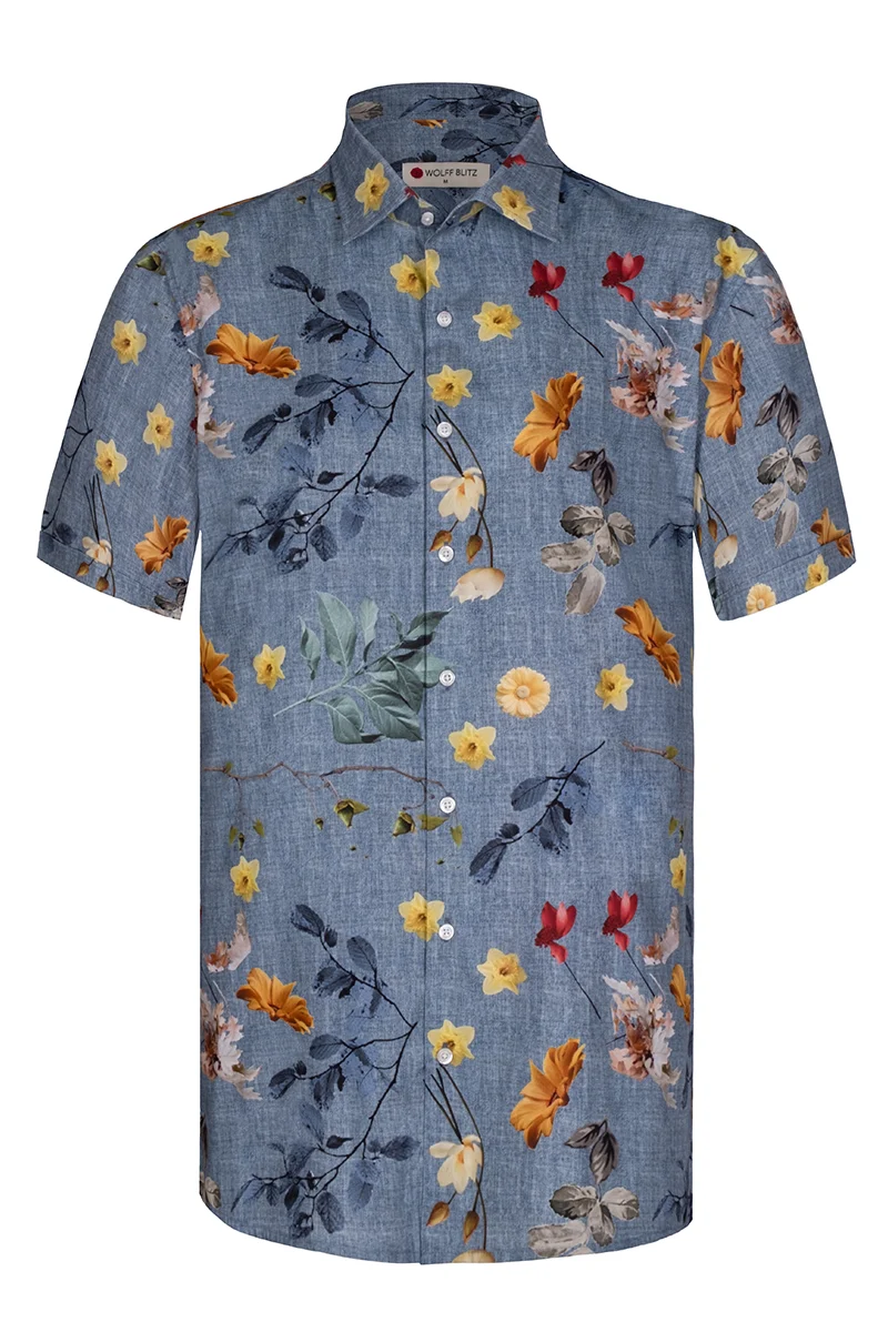 Floral Seasons Print Short Sleeve Shirt for Men
