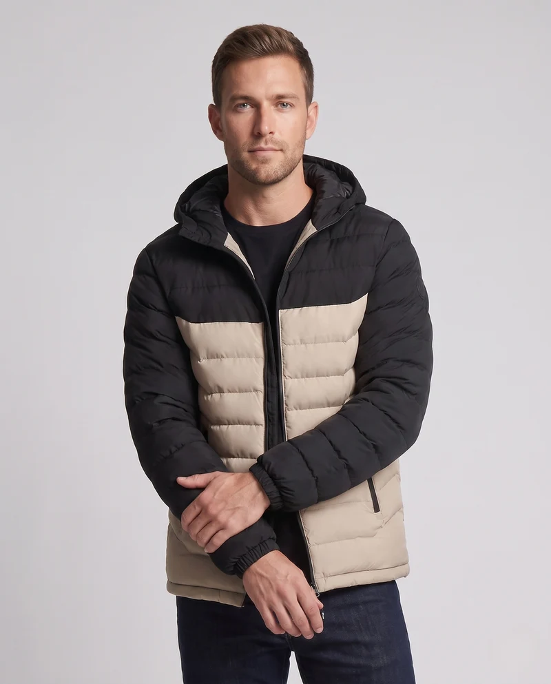 Herren Ultraleichte Steppjacke mit Kapuze, Thermopanelen und Reißverschlusstaschen Nord Taschen