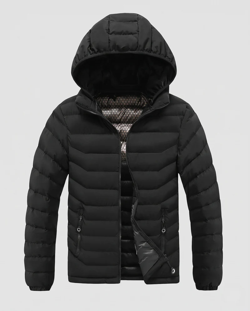 Herren Ultraleichte Steppjacke mit Kapuze, Thermopanelen und Reißverschlusstaschen Nord Taschen