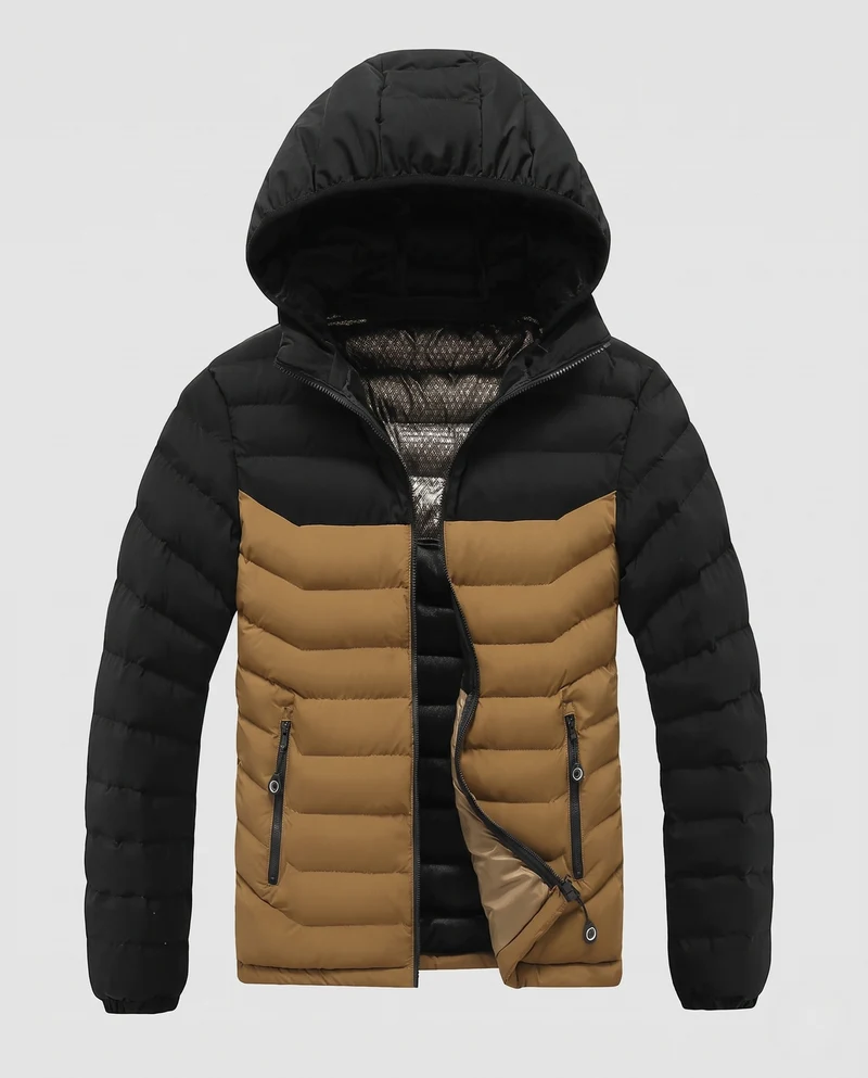 Herren Ultraleichte Steppjacke mit Kapuze, Thermopanelen und Reißverschlusstaschen Nord Taschen