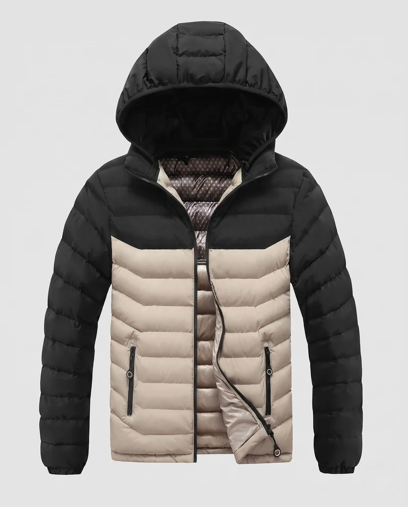 Herren Ultraleichte Steppjacke mit Kapuze, Thermopanelen und Reißverschlusstaschen Nord Taschen