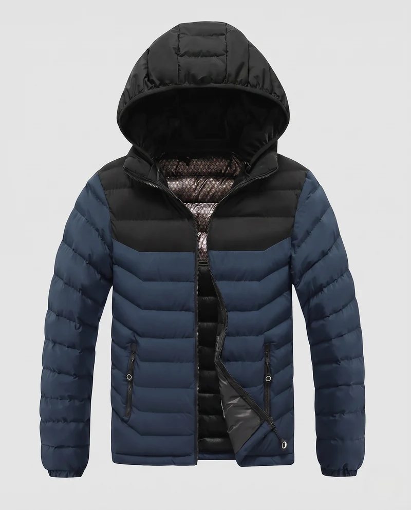 Herren Ultraleichte Steppjacke mit Kapuze, Thermopanelen und Reißverschlusstaschen Nord Taschen