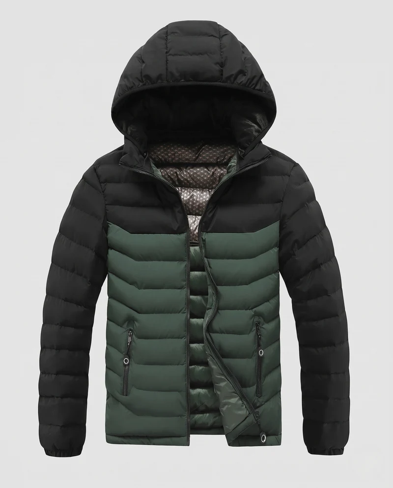 Herren Ultraleichte Steppjacke mit Kapuze, Thermopanelen und Reißverschlusstaschen Nord Taschen