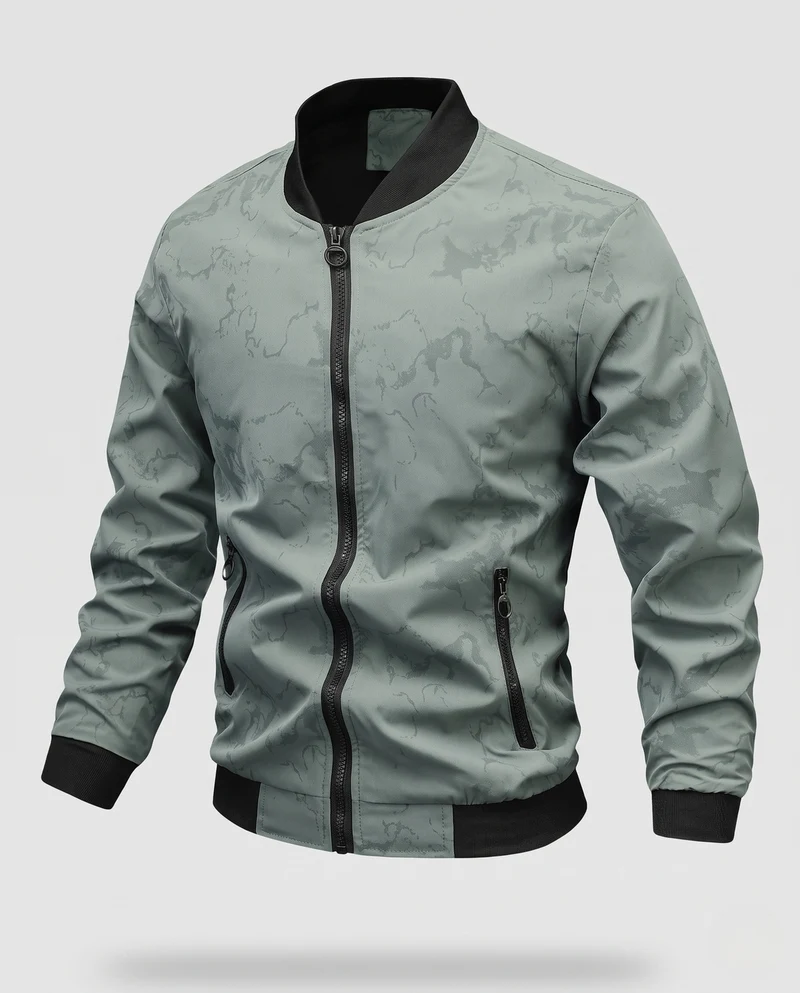 Herren Urban-leichte Windbreaker-Bomberjacke mit dezenter Camouflageprägung und kontrastierenden Rippbündchen Nord Taschen