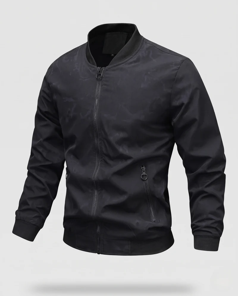 Herren Urban-leichte Windbreaker-Bomberjacke mit dezenter Camouflageprägung und kontrastierenden Rippbündchen Nord Taschen