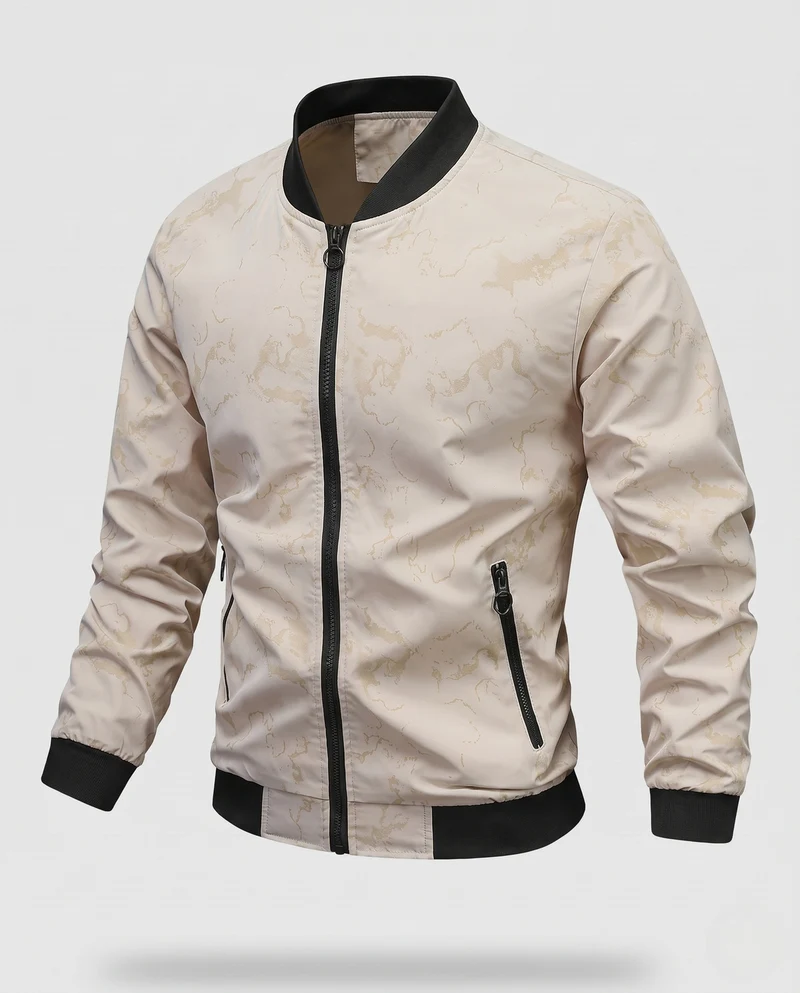 Herren Urban-leichte Windbreaker-Bomberjacke mit dezenter Camouflageprägung und kontrastierenden Rippbündchen Nord Taschen