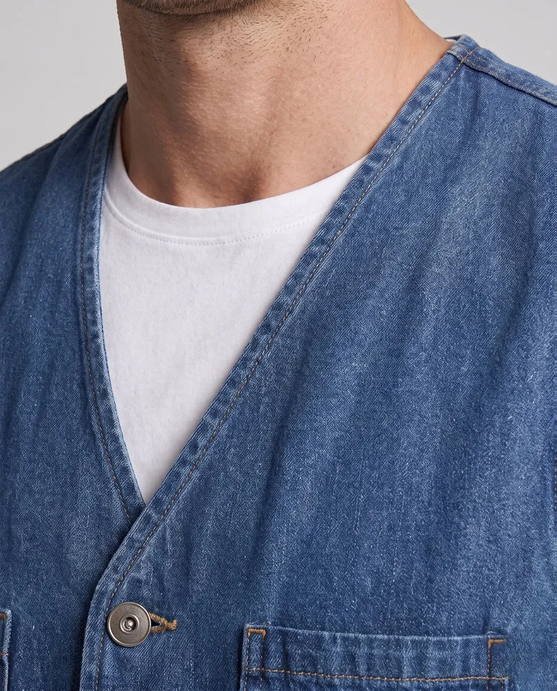 Herren Utility-Weste mit Baumwollcanvas, gestreiftem Innenfutter und aufgesetzten Taschen Nord Taschen