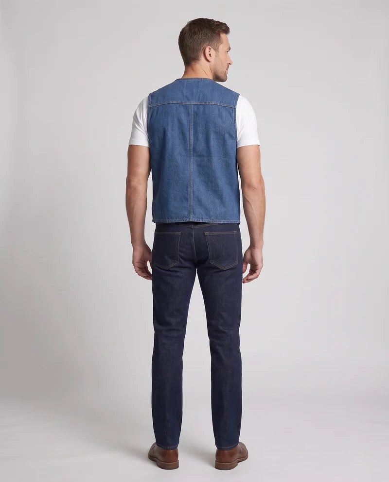 Herren Utility-Weste mit Baumwollcanvas, gestreiftem Innenfutter und aufgesetzten Taschen Nord Taschen