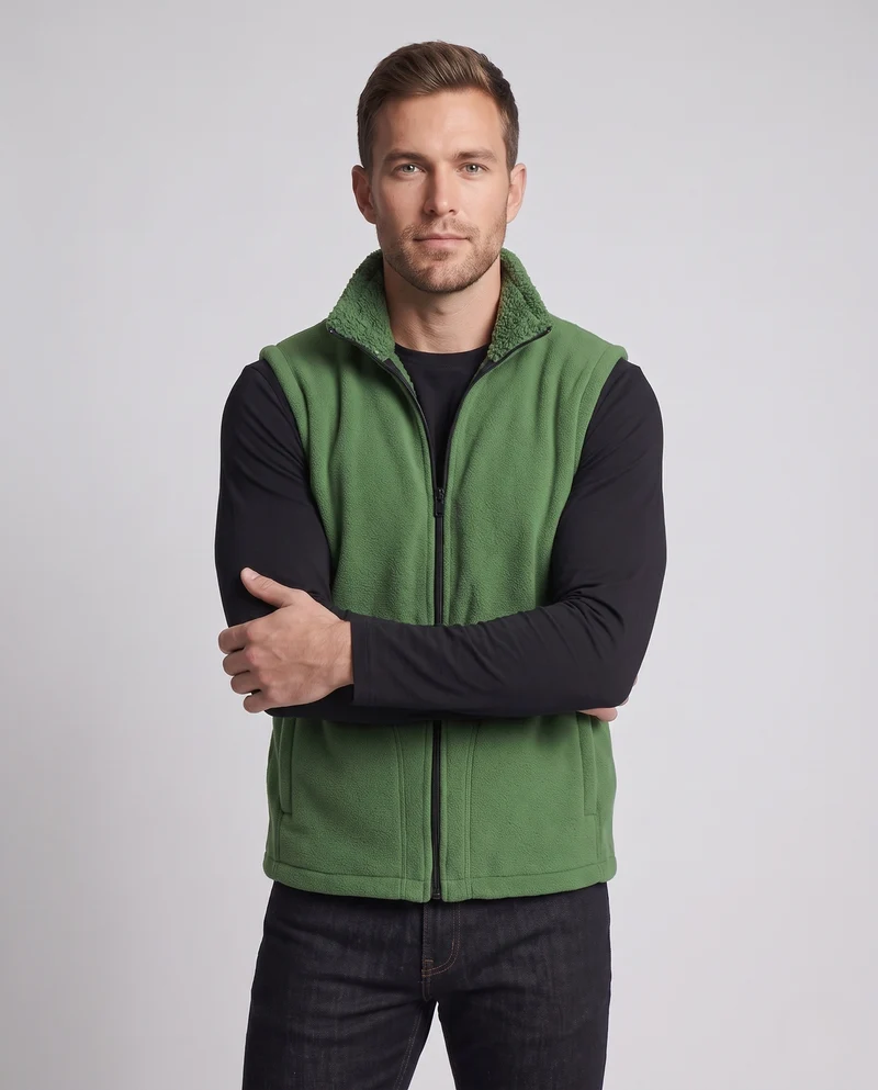 Herren Warme Thermo-Fleeceweste mit Sherpa-Innenfutter, Stehkragen und verdeckten Eingrifftaschen Nord Taschen